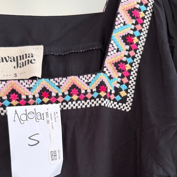 Savanna Jane Florel Black Top with Colorful Floral Embroidery - Picture 5 of 9